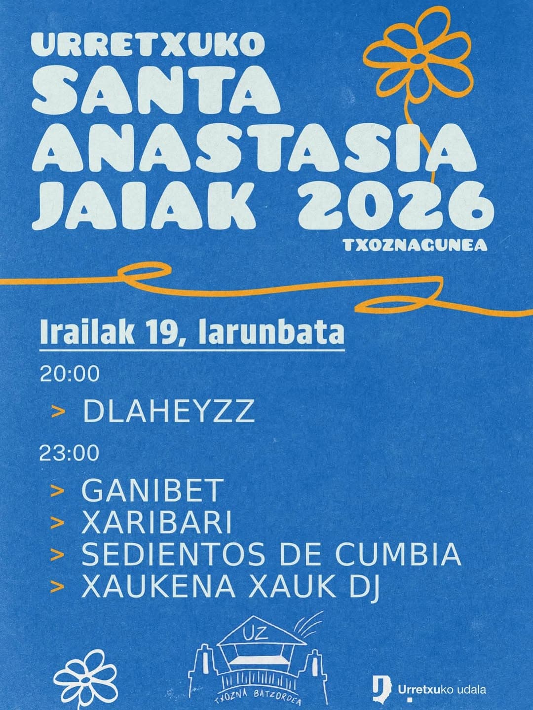 Cartel oficial de Santa Anastasia Jaiak 2026 con Dlaheyzz en el programa.